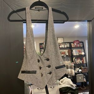 Express tweed double-breasted vest